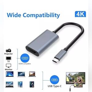 USB Type C to HDMI Adapter USB 3.1 Cable For MHL Android Phone Tablet Black New.